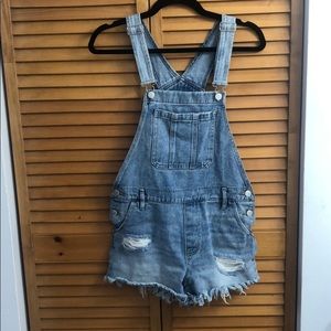 PacSun Distressed Jean Short Overalls